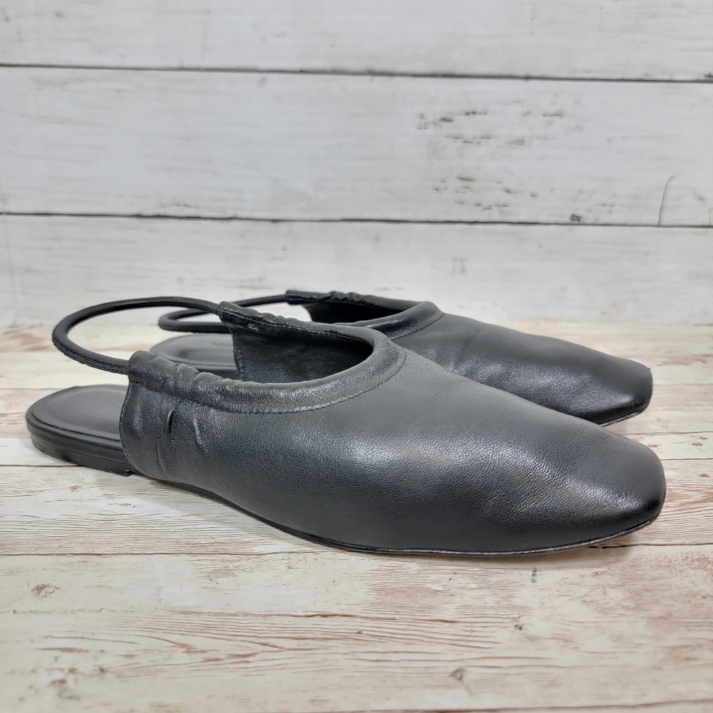 Vince Black Leather Slingback Flats
